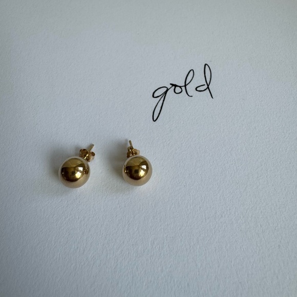 14k Yellow Gold Ball Bead Earrings, 9mm